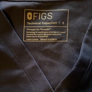 FIGS Black V-Neck Scrub Top with Gold Label